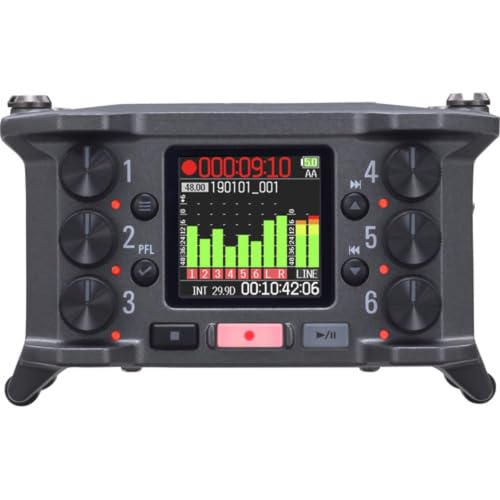 Zoom F6 Field Recorder/Mixer, Professional Field Recording, Audio for Video, 32-Bit Float Recording, 14 Channel Recorder, 6 XLR Inputs, Timecode, Ambisonics Mode, Battery Powered, iOS Wireless Control