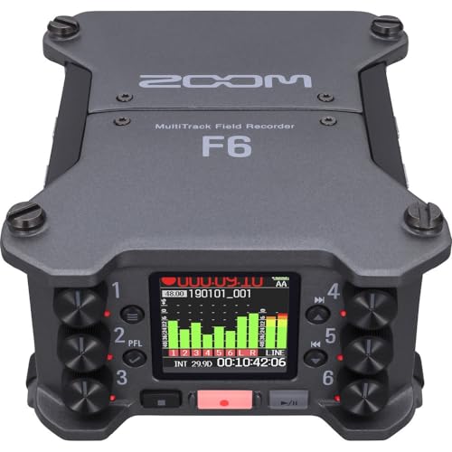 Zoom F6 Field Recorder/Mixer, Professional Field Recording, Audio for Video, 32-Bit Float Recording, 14 Channel Recorder, 6 XLR Inputs, Timecode, Ambisonics Mode, Battery Powered, iOS Wireless Control