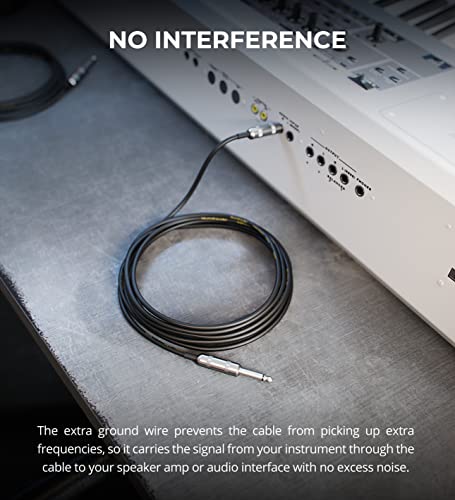 blucoil 2-Pack of 10-FT Straight Instrument Cables with Premium 1/4" Male to 1/4" Male Connectors for Guitars, Bass, Keyboards, Preamps, and Amplifiers