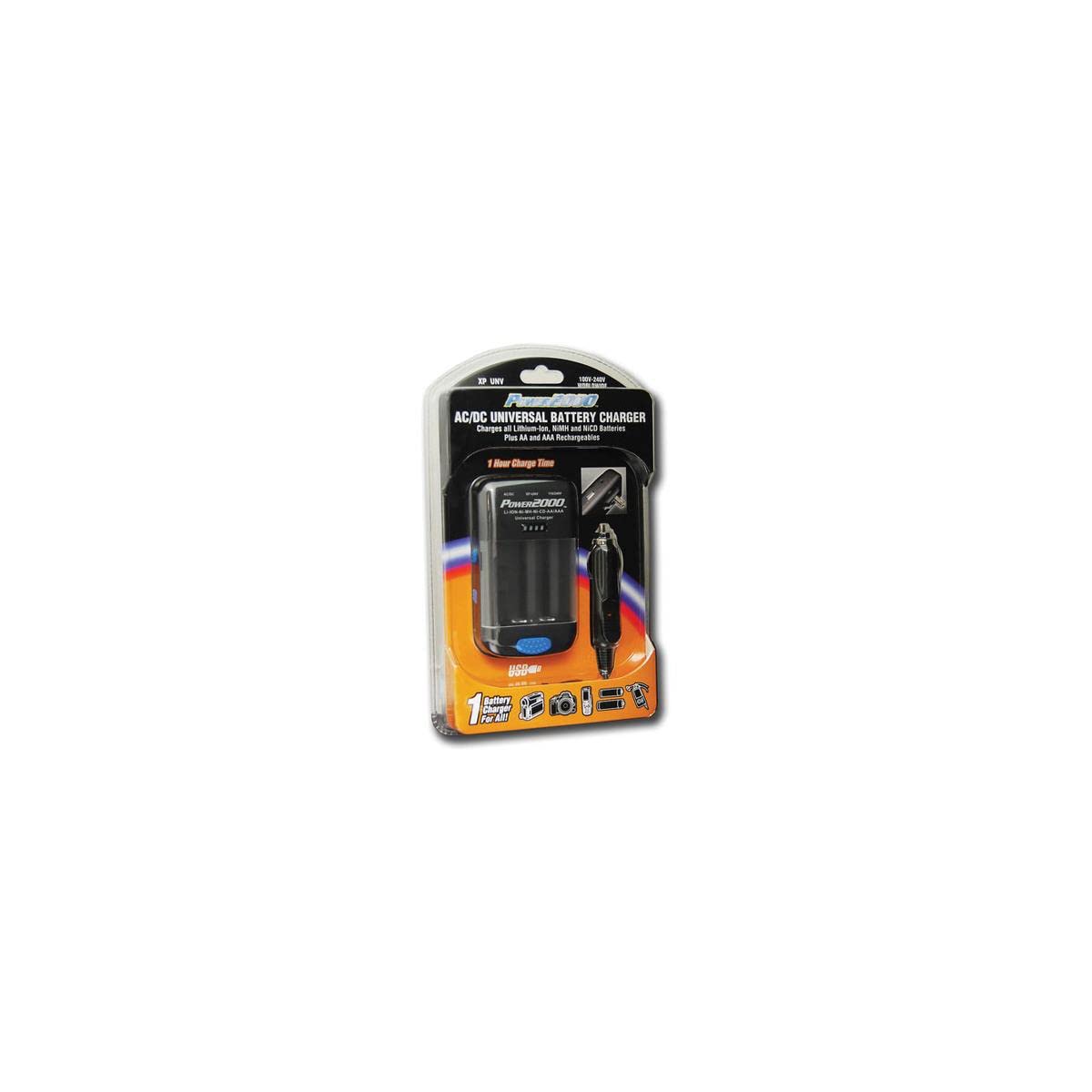 Power2000 XP-UNV AC/DC Universal Battery Charger for All Li-Ion, NiMH, NiCD Plus AA & AAA Batteries