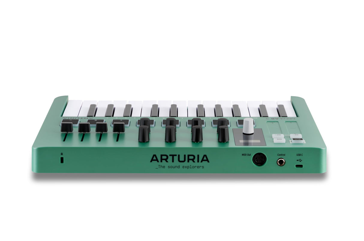 Arturia MiniLab 3 — Limited Edition Mint Green 25 Key USB MIDI Keyboard Controller With 8 Multi-Color Drum Pads, 8 Knobs and Music Production Software Included