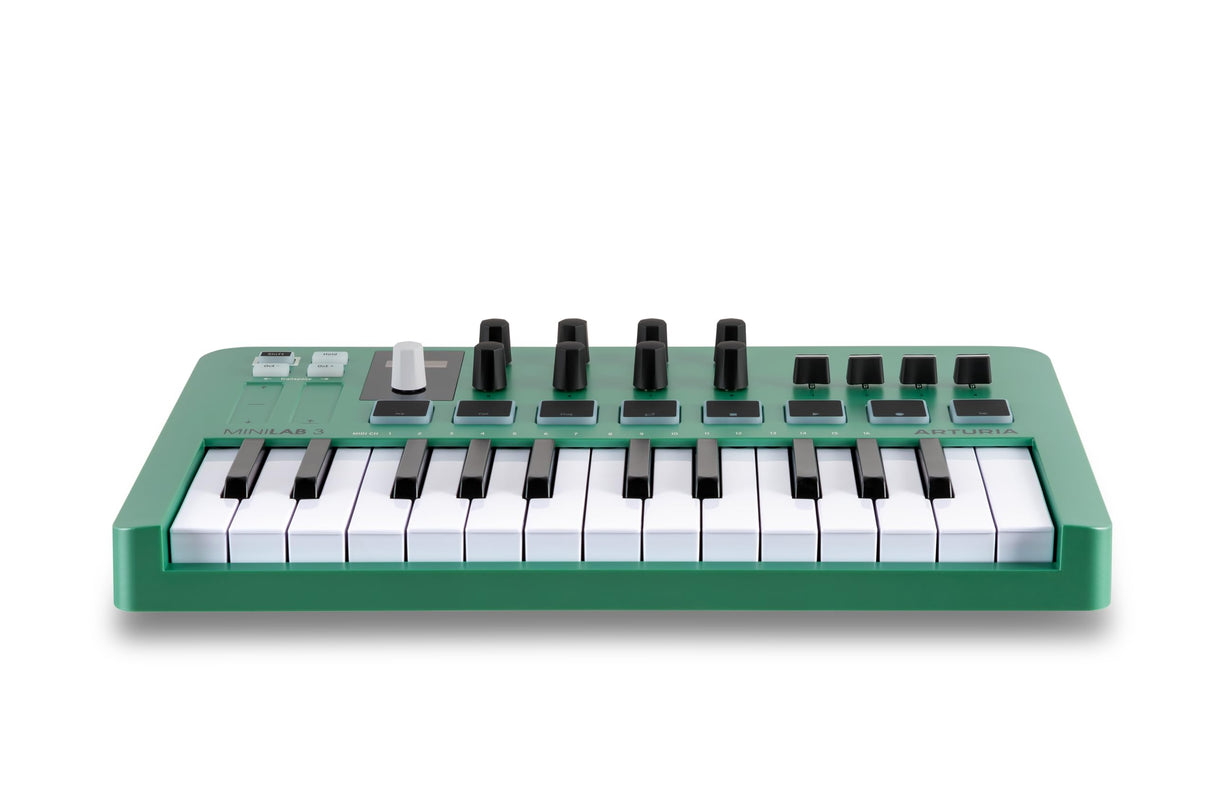 Arturia MiniLab 3 — Limited Edition Mint Green 25 Key USB MIDI Keyboard Controller With 8 Multi-Color Drum Pads, 8 Knobs and Music Production Software Included