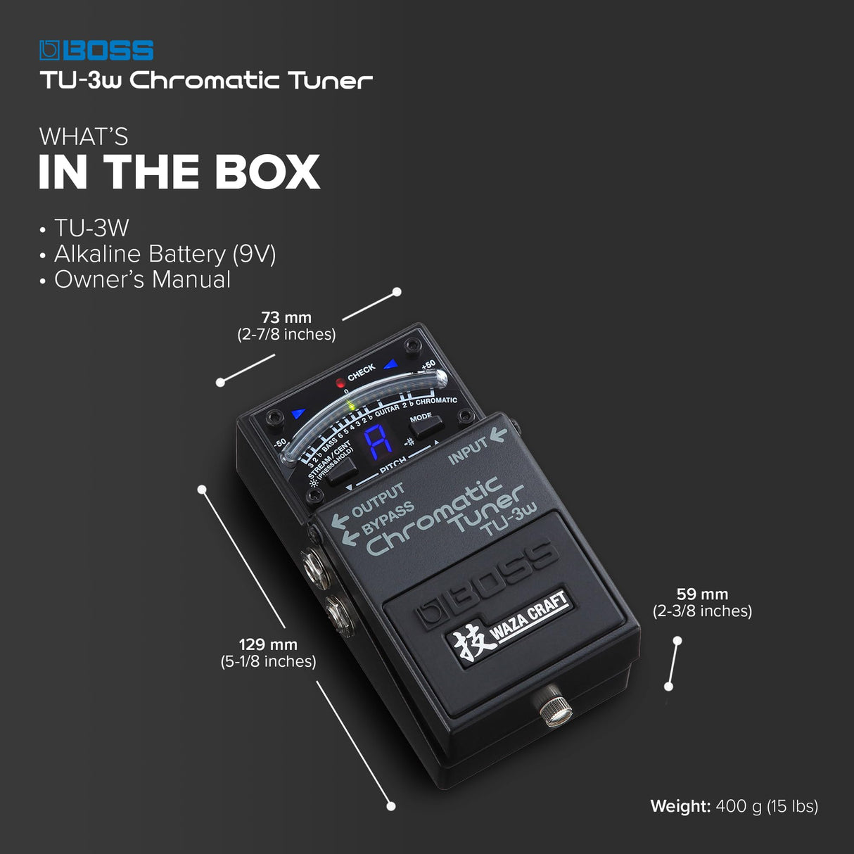 Boss TU-3W Waza Craft Chromatic Tuner with Bypass