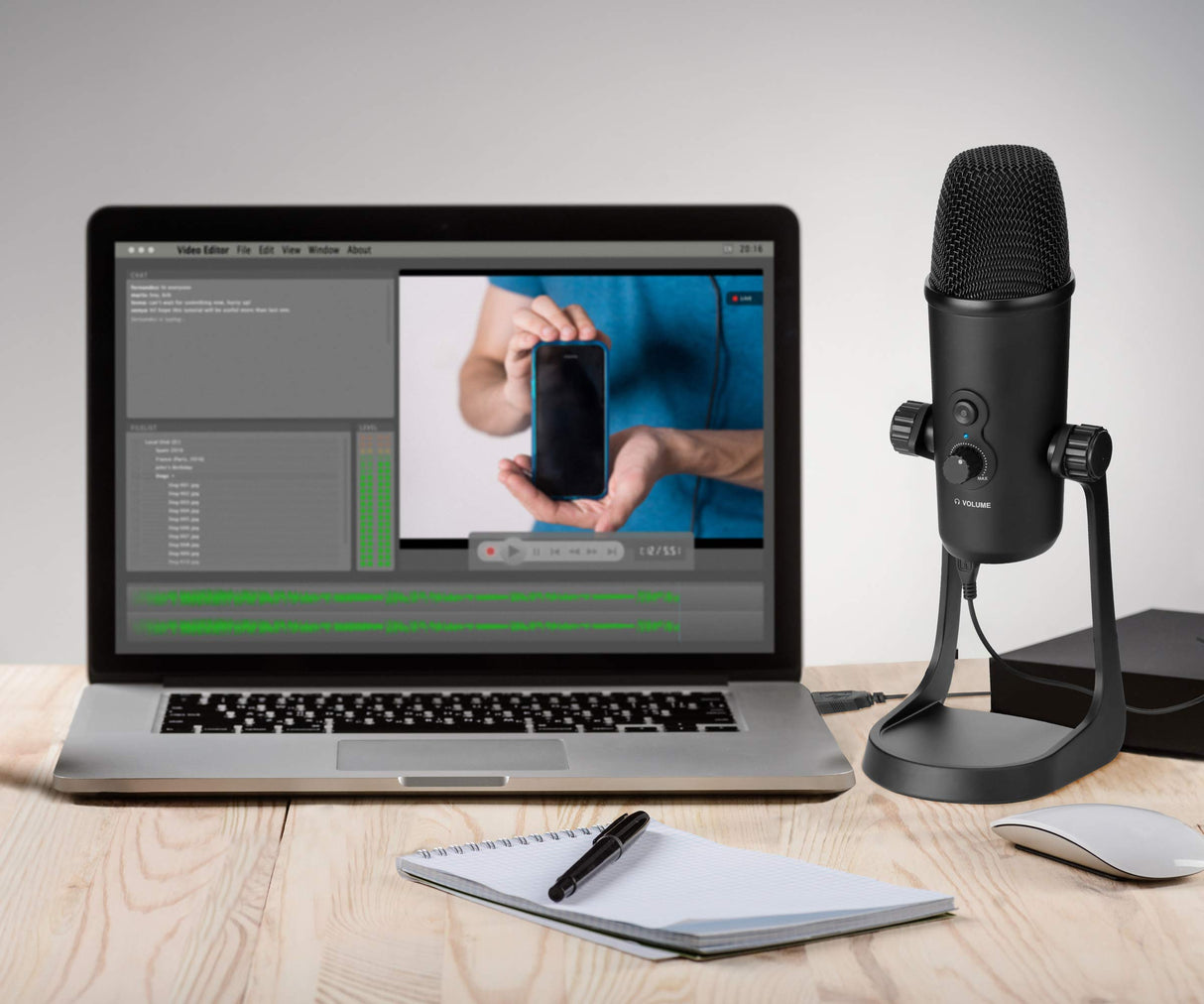 Vidpro XM-USB Studio Recording USB Stereo Microphone for Windows and Mac Computers. Durable Metal Design with Desktop Stand for Broadcast, Recording Artists, Singers, Musicians and Interviews