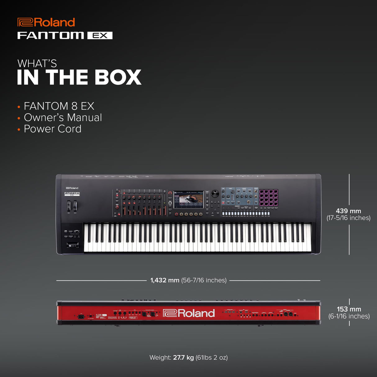 Roland FANTOM 8 EX Synthesizer | Top-Tier FANTOM with 88 Synth-Action Keys | Updated & Enhanced with the Latest Technology | Advanced Sound Engines | Over 7000 Onboard Sounds | Deep DAW Integration