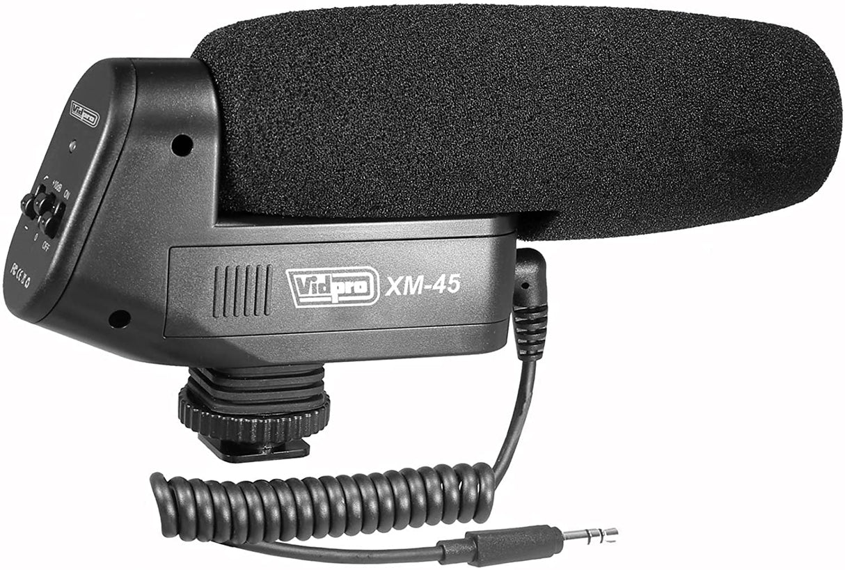 Vidpro XM-45 Professional Condenser Shotgun Video Microphone Includes Furry Windscreen, Foam Windshield & Pouch