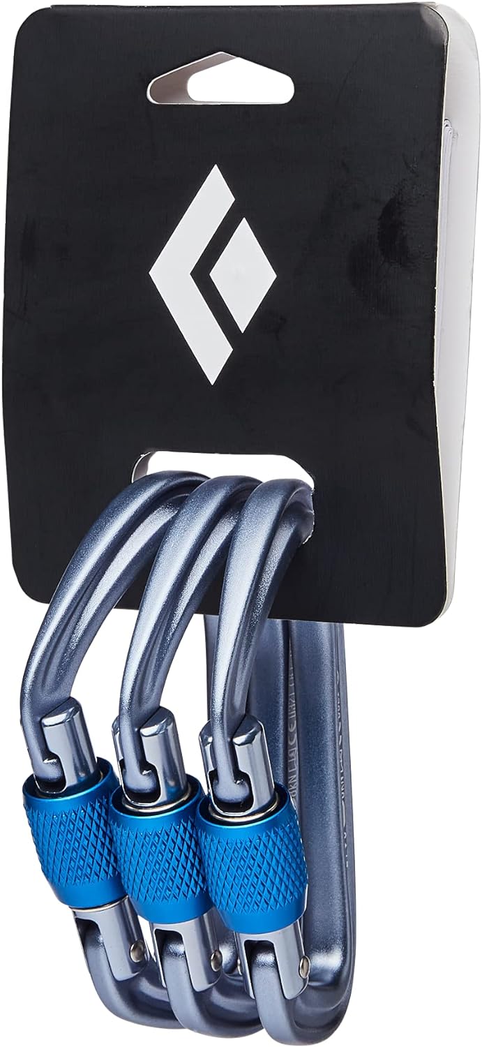 BLACK DIAMOND Hotforge Screwgate Locking Carabiner 3 Pack for Rock Climbing, Mountaineering, Camping, Outdoor