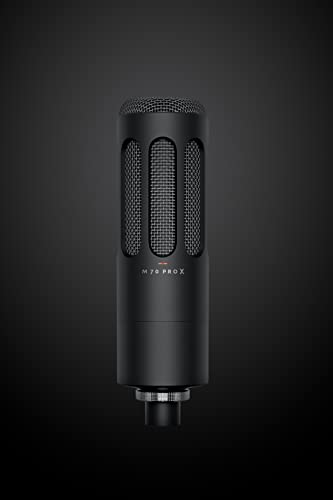 blucoil Beyerdynamic PRO X M70 Professional Front-Addressed Dynamic Microphone Bundle 10' XLR Cable, 5-Pack of Reusable Cable Ties, and 4-Pack of 12 Acoustic Foam Isolation Panel Wedges