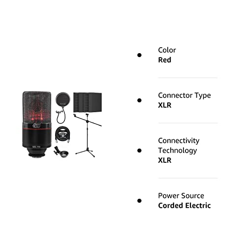 MXL 990 Blaze Cardioid Condenser Microphone Bundle with Blucoil 20' XLR Cable, Pop Filter, Adjustable Mic Stand, and 4-Pack of 12 Acoustic Wedges