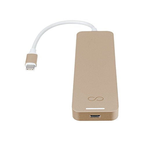 Blucoil USB Type-C Hub with 4K HDMI, 3X USB 3.0, USB-C Pass-Through Charging Ports, MicroSD / SD Card Reader Slots - Compatible with MacBooks, Chromebooks, Mac and Windows Notebooks (Gold)