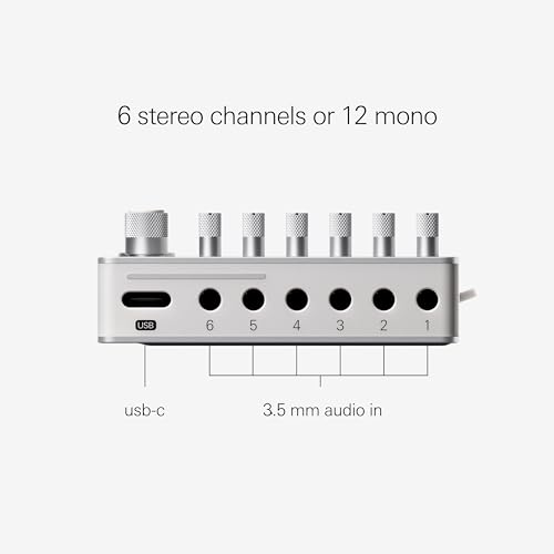 teenage engineering TX–6 portable and rechargeable 6 stereo channel mixer, usb audio interface and sound card, 8 hour battery life, built-in effects, ble and usb midi, iOS compatible