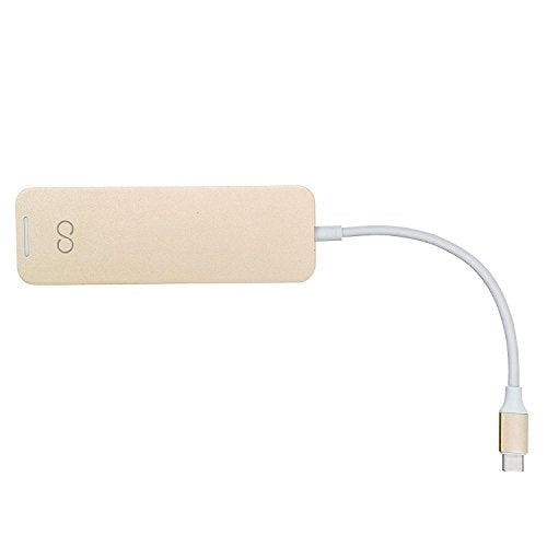 Blucoil USB Type-C Hub with 4K HDMI, 3X USB 3.0, USB-C Pass-Through Charging Ports, MicroSD / SD Card Reader Slots - Compatible with MacBooks, Chromebooks, Mac and Windows Notebooks (Gold)