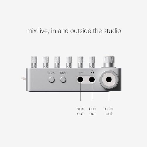 teenage engineering TX–6 portable and rechargeable 6 stereo channel mixer, usb audio interface and sound card, 8 hour battery life, built-in effects, ble and usb midi, iOS compatible