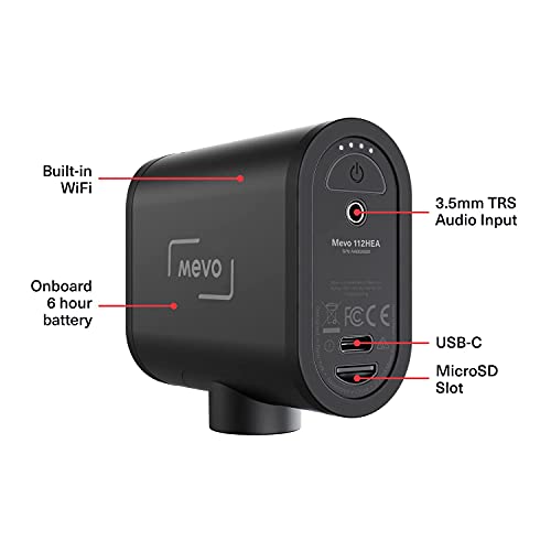 blucoil Mevo Start Wireless Live Streaming Camera 1080p HD Video Quality, Intelligent App Control Bundle 6" Dimmable Selfie Ring Lightr, 3' USB Extension Cable, and Vidpro TT-6 Table-Top Tripod