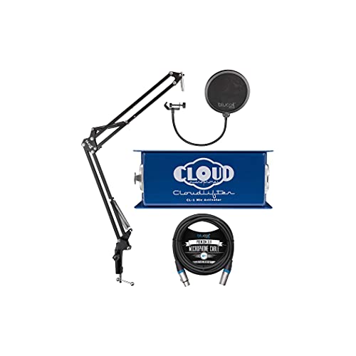 Cloud Microphones CL-1 Cloud lifter 1 Channel Microphone Activator for Dynamic, Ribbon, and Tube Mics Bundle with Blucoil 10-FT Balanced XLR Cable, and Boom Arm Plus Pop Filter
