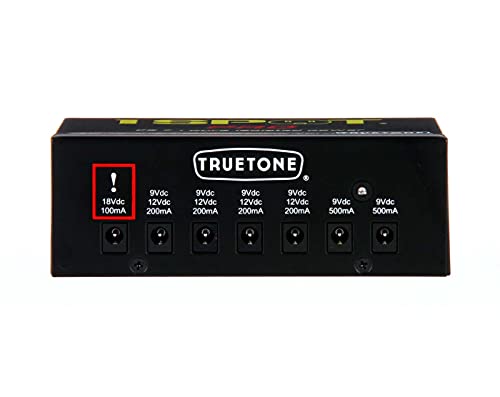Truetone CS7 1 SPOT PRO Power Supply with 7 Isolated Outputs, 9V / 12V / 18V DC Outputs Bundle with Blucoil 10-FT Straight Instrument Cable (1/4in), and 4-Pack of Celluloid Guitar Picks