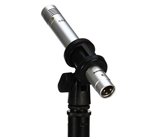Samson C02 Pencil Condenser Microphones Pair for Vocals, Acoustic Guitars, Pianos, Overhead Drums Bundle with Blucoil 20-FT Balanced XLR Cable, Adjustable Mic Stand, and 4x 12" Acoustic Wedges