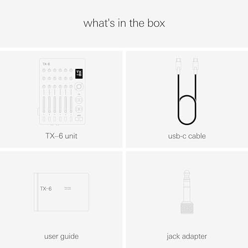 teenage engineering TX–6 portable and rechargeable 6 stereo channel mixer, usb audio interface and sound card, 8 hour battery life, built-in effects, ble and usb midi, iOS compatible