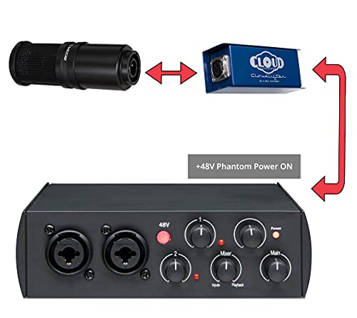 Cloud Microphones Cloud lifter CL-1 Mic Acti vator Bundle with Blucoil Portable USB Audio Interface for Windows and Mac, 10-FT Balanced XLR Cable, and 5-Pack of Reusable Cable Ties