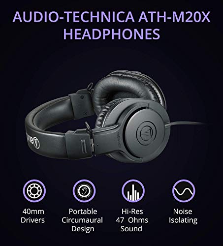 teenage engineering OP-1 Portable Synthesizer, Sampler, and Controller Bundle with Audio Technica ATH-M20x Monitor Headphones, Blucoil USB Wall Adapter, 3' USB Extension Cable, and 3x 7" Aux Cables