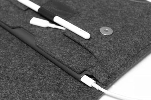 Pack & Smooch Hampshire Sleeve for iPad/iPad Pro - Handcrafted in Germany with 100% Merino Wool and Vegetable Tanned Italian Leather