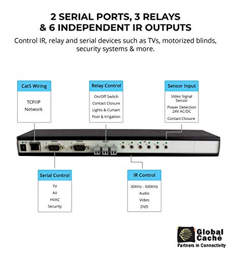 Global Cachà GC-100-12 Network Adapter - Connects RS232 Serial, Relay, Infrared Devices and Smart Sensors to a Wired Ethernet (12-Inch)