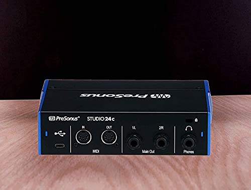 Studio 24c 2x2, 192 kHz, USB Audio Interface with Studio One Artist Bundle with Blucoil Cardioid Condenser Studio XLR Microphone, Pop Filter, 10-FT Balanced XLR Cable, and 5x Cable Ties