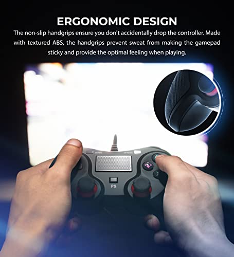 blucoil USB Wired Gaming Controller with Gamepad Button and Analog Sticks - Compatible with Playstation 4, PS4 Pro, PS4 Slim, Mac, and Windows (2-Pack)