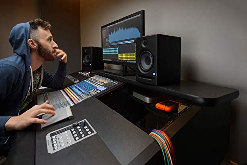 PreSonus Eris E5 2-Way 5.25" Near Field Studio Monitors (Pair) Bundle with Blucoil Acoustic Isolation Pads (2-Pack), and 10' Straight Instrument Cables with 1/4" Connectors (2-Pack)
