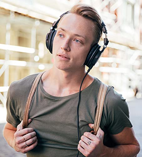 Audio-Technica ATH-M40x Professional Studio Monitor Headphones Bundle with Blucoil Aluminum Headphone Hook, Y Splitter Cable for Audio & Mic, and 2-Pack of Headphone Replacement Earpads