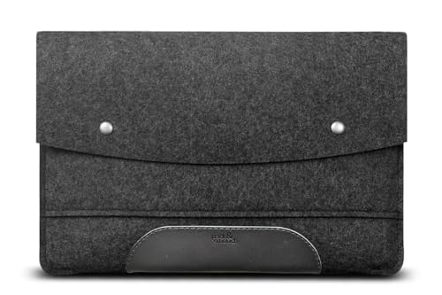 Pack & Smooch Hampshire Sleeve for iPad/iPad Pro - Handcrafted in Germany with 100% Merino Wool and Vegetable Tanned Italian Leather