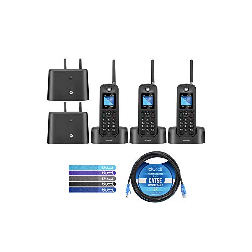 Motorola O212 DECT 6.0 Long Range Cordless Phones with Digital Answering Machine and Inductive Charging Station Bundle