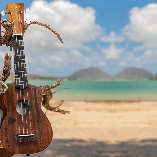 Kala Mahogany KA-15S-H2 Soprano Ukulele (Hawaiian Islands with Tattoo Band) with Aquila Super Nylgut Strings and Downloadable Kala App Bundle with Blucoil Ukulele Accessories Kit
