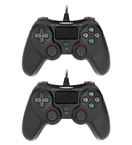blucoil USB Wired Gaming Controller with Gamepad Button and Analog Sticks - Compatible with Playstation 4, PS4 Pro, PS4 Slim, Mac, and Windows (2-Pack)