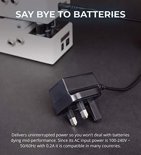 Blucoil 9.6V 200mA Power Supply with Slim UK Plug AC Adapter Center Negative and Over Voltage, Short Circuit Protection - Compatible with BOSS Metronomes/Drum Machines and EHX Effects Pedals