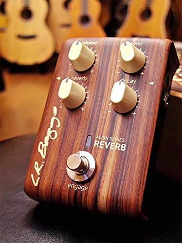 LR Baggs,Align Reverb Effect Pedal for Acoustic-Electric Guitars Bundle with Blucoil 2x Patch Cables, 10-FT Straight Instrument Cable (14in), 4x Guitar Picks, and Slim 9V Power Supply AC Adapter