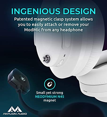 Antlion Audio ModMic Wireless Attachable Boom Microphone, Omnidirectional & Unidirectional Modes, USB Connectivity, Compatible with PC, Mac, Linux, PS4, USB A Devices