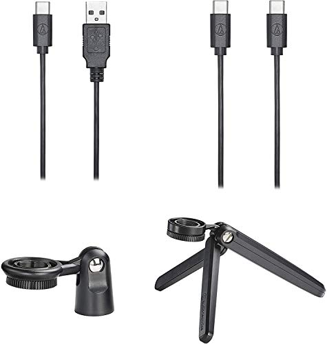 blucoil Audio-Technica ATR2500x-USB Cardioid Condenser Microphone (ATR Series) for Windows and Mac Bundle with Samson SR350 Over-Ear Stereo Headphones, Boom Arm Plus Pop Filter, and USB-A Mini Hub