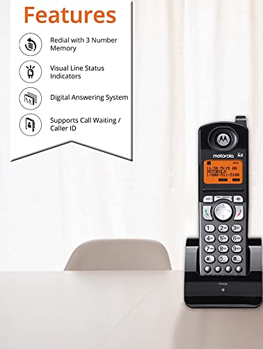 Moto rola ML25255 DECT 6.0 Expandable Corded/Cordless 2-line Business Phone with Caller ID & Answering Machine Bundle with Blucoil 4 AAA Batteries, 10' Cat5e Cable, and USB Conference Speakerphone