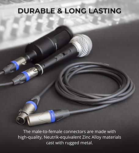 blucoil Audio 2-Pack of 20-FT Balanced XLR Cable with 24 AWG Copper Wire and PVC Jacket - 3-Pin Male to Female Microphone Cord for Audio Interfaces, Mixers, Preamps and Recorders