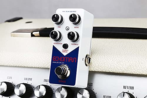 Xvive V21 Echoman Vintage Pure Analog Delay Guitar Effect Pedal Bundle with Blucoil Slim 9V Power Supply AC Adapter, 10' Straight Instrument Cable (1/4"), 2x Patch Cables, and 4x Guitar Picks