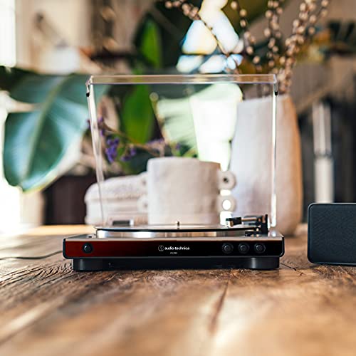 Audio Technica AT-LP60X-BW Fully Automatic Belt-Drive Stereo Turntable, Hi-Fi, 2 Speed Bundle with Blucoil Vinyl Cleaning Kit, 2-Pack of LP Inner Sleeves for Vinyl Records, and 12" Turntable Slipmat