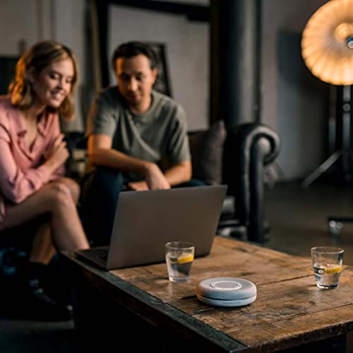 blucoil beyerdynamic Space Personal Bluetooth/USB Speakerphone (Nordic Grey) for Smartphone, Laptop Bundle 1080p USB Webcam with Built-in Microphone, 3' USB Extension Cable, and USB Wall Adapter