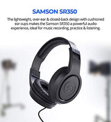 AKG Pro Audio Lyra Ultra-HD, Four Capsule, Multi-Capture Mode, USB-C Condenser Microphone for Recording and Streaming Bundle with Samson SR350 Headphones, and Blucoil Aluminum Headphone Hook