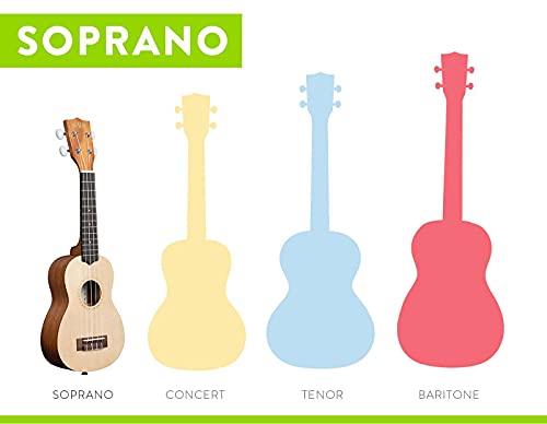 Kala KA-15S-S Mahogany Soprano Ukulele (Spruce Top) with Rosewood Fretboard, Aquila Super Nylgut Strings, and Downloadable Kala App Bundle with Blucoil Ukulele Accessories Kit