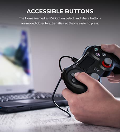 blucoil USB Wired Gaming Controller with Gamepad Button and Analog Sticks - Compatible with Playstation 4, PS4 Pro, PS4 Slim, Mac, and Windows (2-Pack)