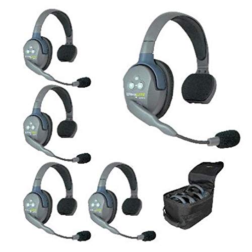 Eartec UL5S 5-Person Full Duplex Wireless Intercom with 5 Ultralite Single Ear Headsets (Renewed)
