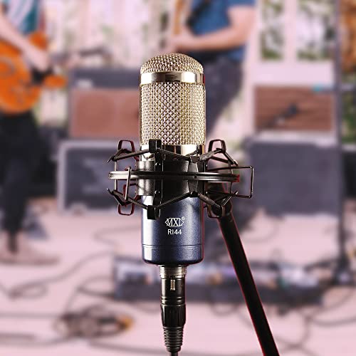 blucoil MXL R144 Ribbon Microphone for Vocals, Brass, Horns, Acoustic and Electric Guitars Bundle 20-FT Balanced XLR Cable, Pop Filter Windscreen, Adjustable Mic Stand, and 4X 12 Acoustic Wedges