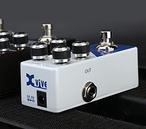 Xvive V21 Echoman Vintage Pure Analog Delay Guitar Effect Pedal Bundle with Blucoil Slim 9V Power Supply AC Adapter, 10' Straight Instrument Cable (1/4"), 2x Patch Cables, and 4x Guitar Picks