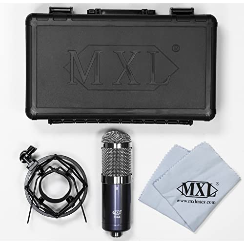 blucoil MXL R144 Ribbon Microphone for Vocals, Brass, Horns, Acoustic and Electric Guitars Bundle 20-FT Balanced XLR Cable, Pop Filter Windscreen, Adjustable Mic Stand, and 4X 12 Acoustic Wedges